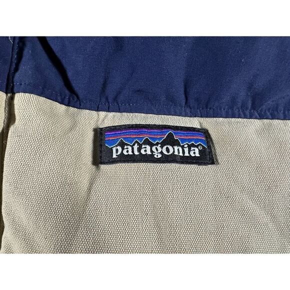 Patagonia Bivy Down Vest Mens Large Tan Blue Full Zip Puffer Sleeveless - Picture 4 of 12